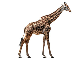 Fototapeta premium Realistic giraffe image on transparent background. Ai generated.