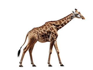 Realistic giraffe image on transparent background. Ai generated.