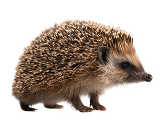 Fototapeta premium Realistic Hedgehog image on transparent background. Ai generated.