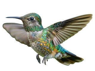 Fototapeta premium Realistic Hummingbird image on transparent background. Ai generated.
