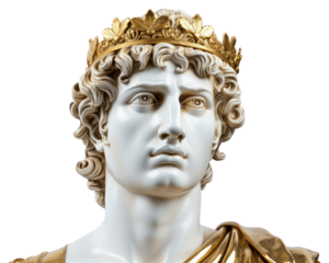 PNG Greek sculpture david wearing vintage gold crown accessories accessory jewelry.