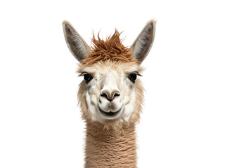 Fototapeta premium Realistic llama image on transparent background. Ai generated.