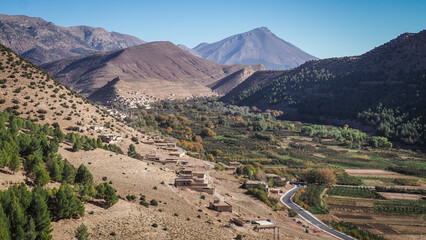 The landscape of Ait Bouguemez Valley in Morocco