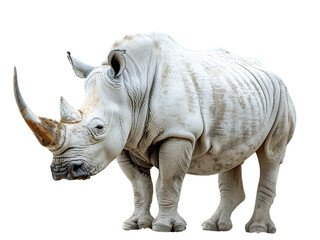 Fototapeta premium Realistic rhino image on transparent background. Ai generated.