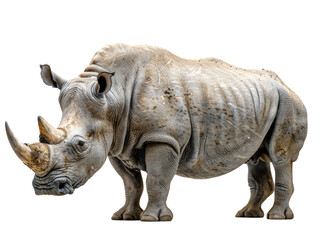 Realistic rhino image on transparent background. Ai generated.