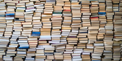 Background with a lot of books. Abstract backdrop with many books