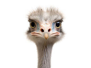 Realistic Ostrich image with a transparent background. Ai generated.