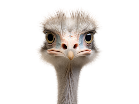 Realistic Ostrich image with a transparent background. Ai generated.