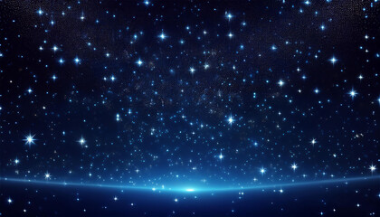 Fototapeta premium たくさんの青い星とダークな背景画像