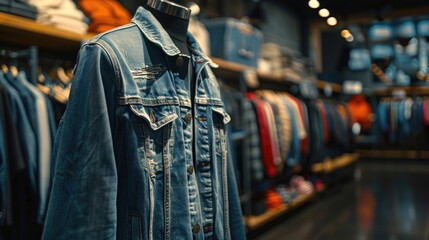 Naklejka premium Vintage Denim Jacket Display in Store