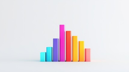 Colorful 3D Bar Graph on Minimalist White Background Representing Data Analysis and Business Growth
