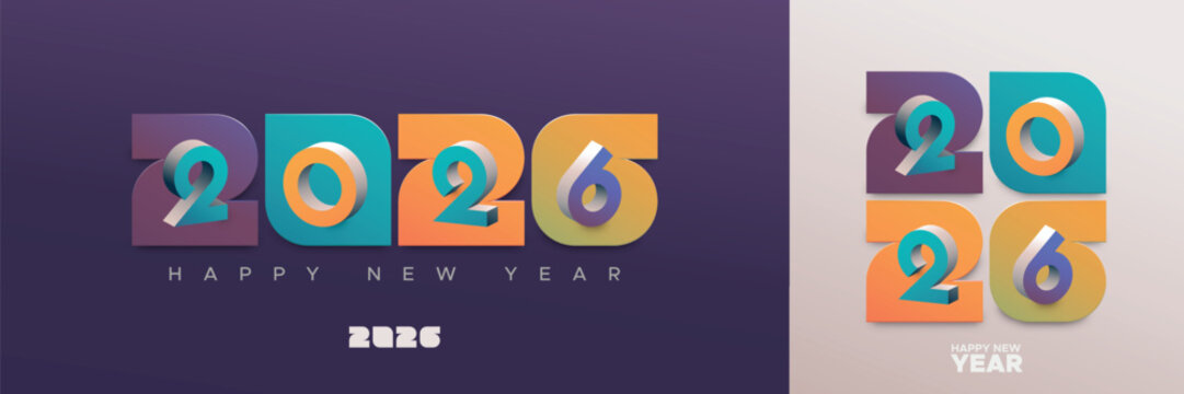 2026 new year with unique number design. Greeting concept for 2026 new year celebration. Happy new year 2026 modern design number