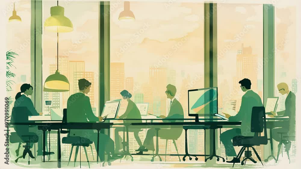 Poster a team engages in creative brainstorming sessions in a collaborative workspace designed for producti