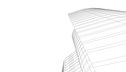 abstract buildings, architectural drawing 3d
