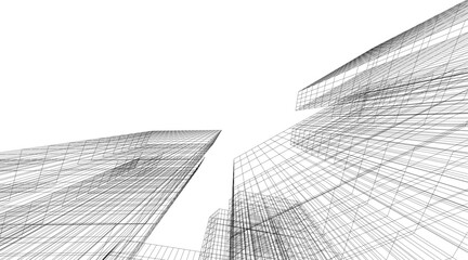 Fototapeta premium abstract buildings, architectural drawing 3d