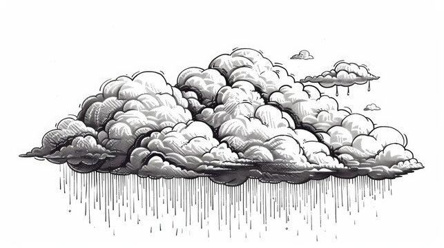 recommend clip art: Hand drawn cloud illustration, tattoo design, sky illustration, line art, line clouds, rain drawing