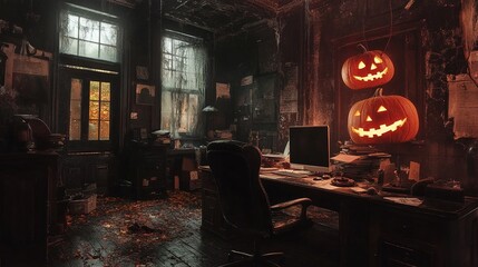 Spooky Halloween playlist creating the perfect office ambiance.