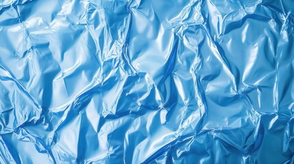 Obraz premium Blue crumpled plastic wrap texture background for design and creative projects