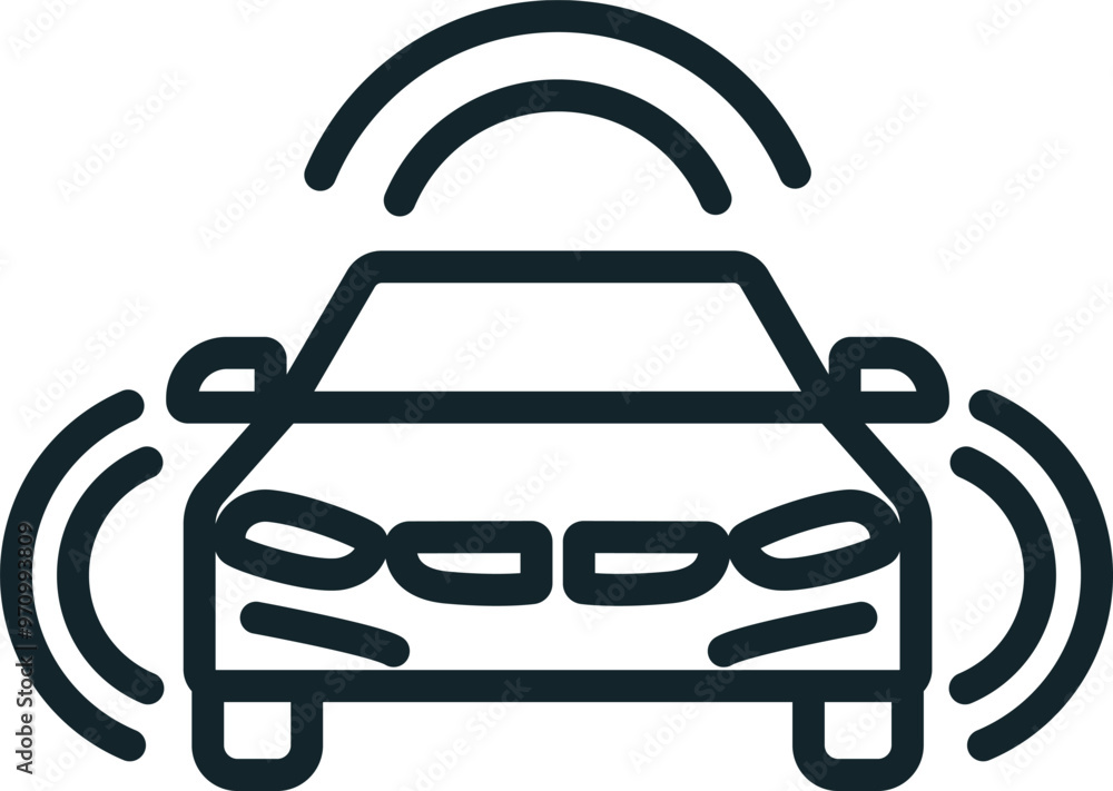 Poster autonomous self-driving driverless vehicle using artificial intelligence icon