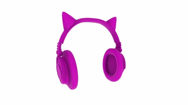 Colorful 3D rendering of playful cat ear headphones in vibrant pink