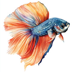 Fototapeta premium cute Betta Fish watercolor clipart illustration isolated
