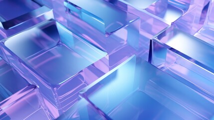 Abstract background of semi transparent glass shapes in pink and purple colors. Neural network ai generated art
