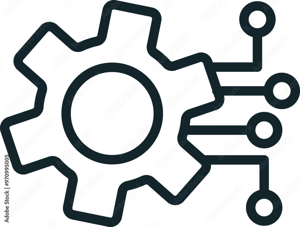 Poster gear connecting to circuit board symbolizing artificial intelligence