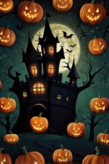Fototapeta premium halloween background with pumpkin