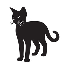 Obraz premium Burmese cat silhouette Clipart - Cat Vector illustration in black and white 