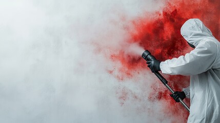 Obraz premium Hazmat Worker Disinfecting with Gas and Chemical Spray