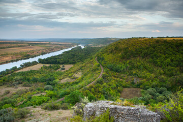 Beautiful summer landscape in the north of the Republic of Moldova. A small Eastern European country from the former USSR.