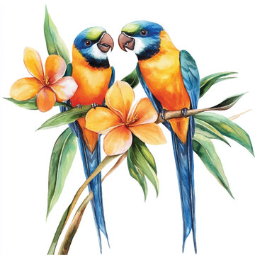 recommend clip art: cute Birds of Paradise watercolor clipart illustration isolated