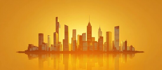 Golden silhouette of a city skyline Minimalist design for tourism presentations banners placards or websites Represents the concept of business travel with notable landmarks