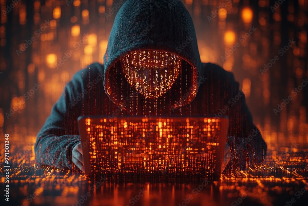 Aufkleber cyber security: hacker in a digital maze