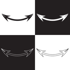 Double arrow icon in outlined and  solid   style.  isolated on white and black background. Vector illustration. EPS 10