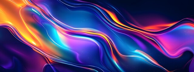 Abstract background with colorful flowing waves on a black background, a futuristic design element