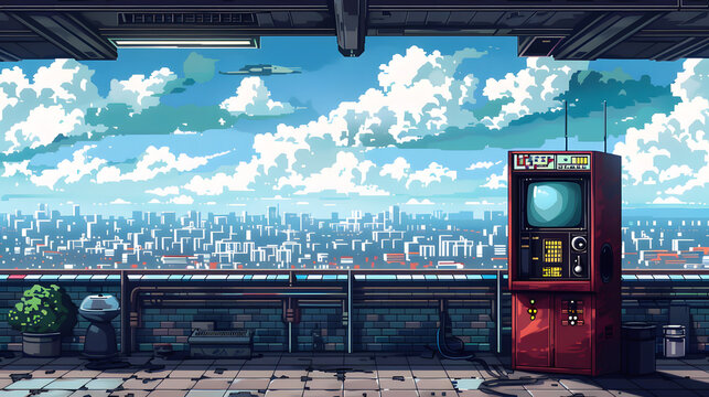 A retro computer game fighter level