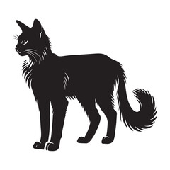 Obraz premium Somali cat silhouette Clipart - Cat Vector illustration in black and white 