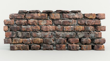 piece of brick wall on white background