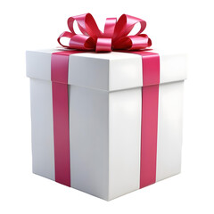 White gift box with bow isolated on transparent background.