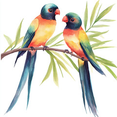 cute Birds of Paradise watercolor clipart illustration isolated