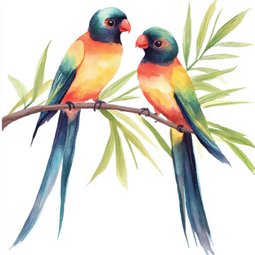 recommend clip art: cute Birds of Paradise watercolor clipart illustration isolated