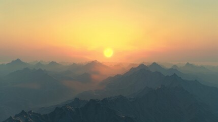 Fototapeta premium Breathtaking Sunset over Vast Mountainous Desert Landscape