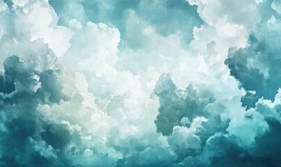 Fototapeta premium Dramatic sky background with digital watercolor painting effects