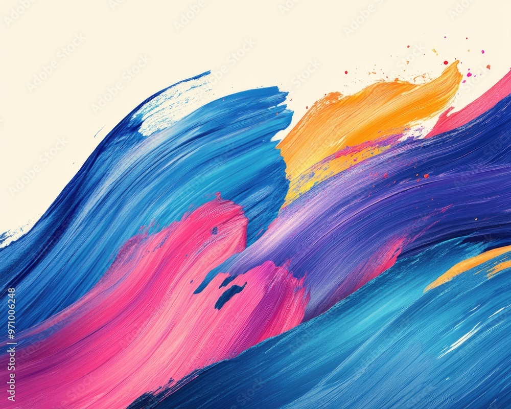 Aufkleber vibrant and colorful wavy abstract design featuring brush stroke graphics and artistic splashes prov