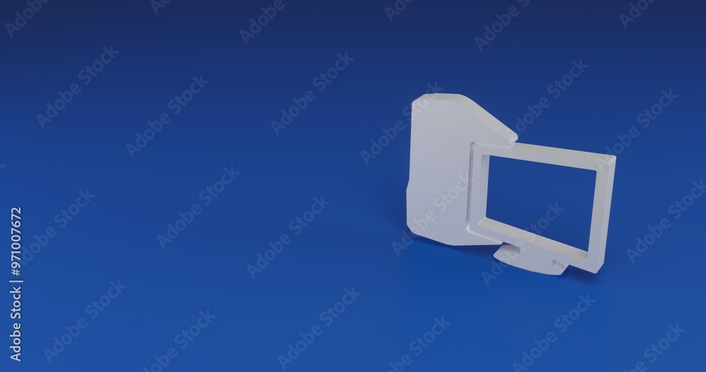 Poster isolated realistic white desktop symbol with shadow. located on the right side of the scene. 3d illu