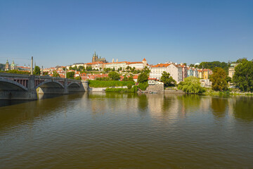Obraz premium Prague river panorama ,sunny day