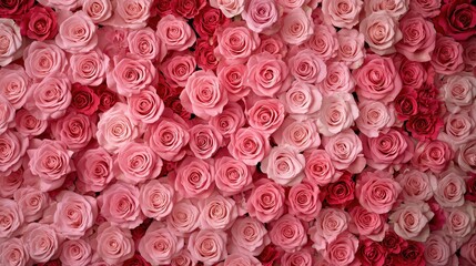 Gradient pink roses wall design for elegant floral decor and events