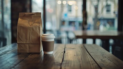 Urban Cafe Scene with Coffee and Bagels
