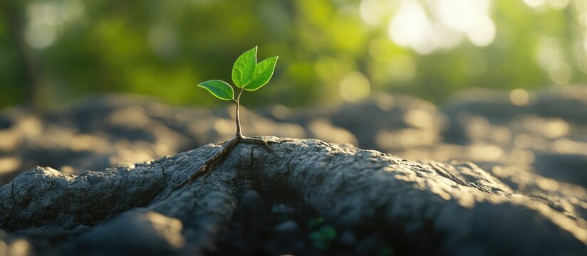 Tree symbolizing optimism in adversity featuring a barren trunk with a single green leaf representing persistence and determination through a 3D illustration